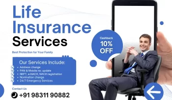 man seated with black suit shows online free services list with contact number