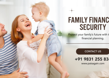 mother hold children suported by father shows total economic protection